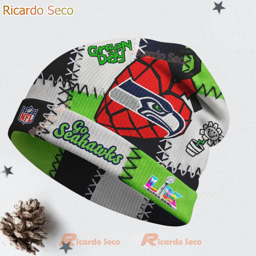 Seattle Seahawks & Green Day NFL 2026 Super Bow Beanie Hat vlOw7gT