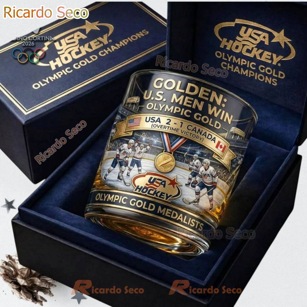 Team USA Hockey Olympic 2026 Gold Champions Whiskey Glass BgaprnC