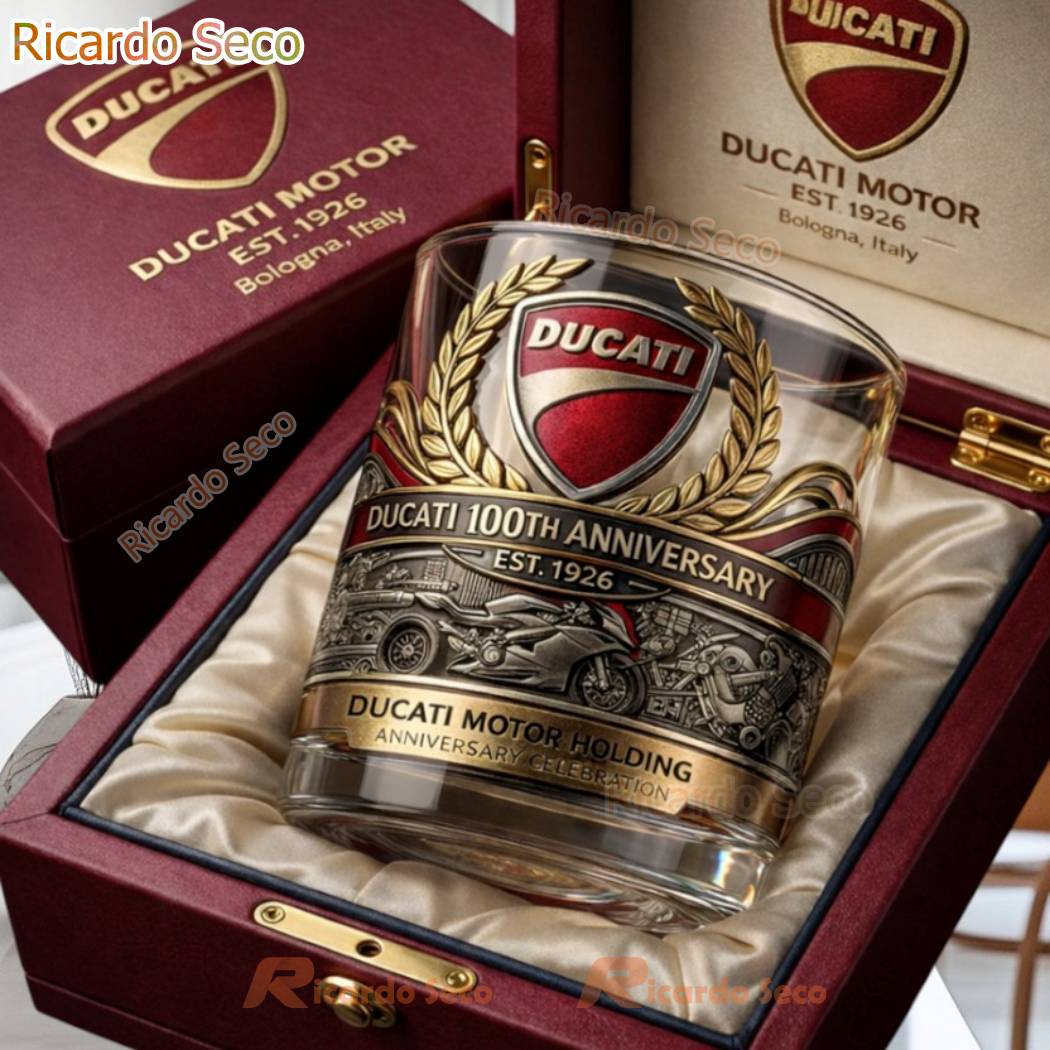 Ducati 100th Anniversary Est 1926 Commemorative Whiskey Glass lBQMSZI