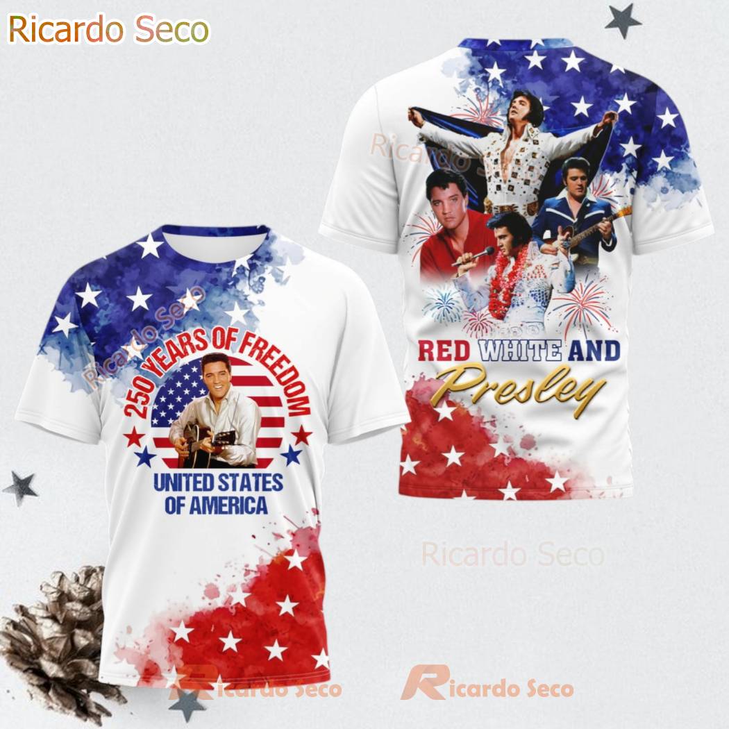 Elvis Presley 250 Years Of Freedom USA 3D T-shirt 9bdcAOj