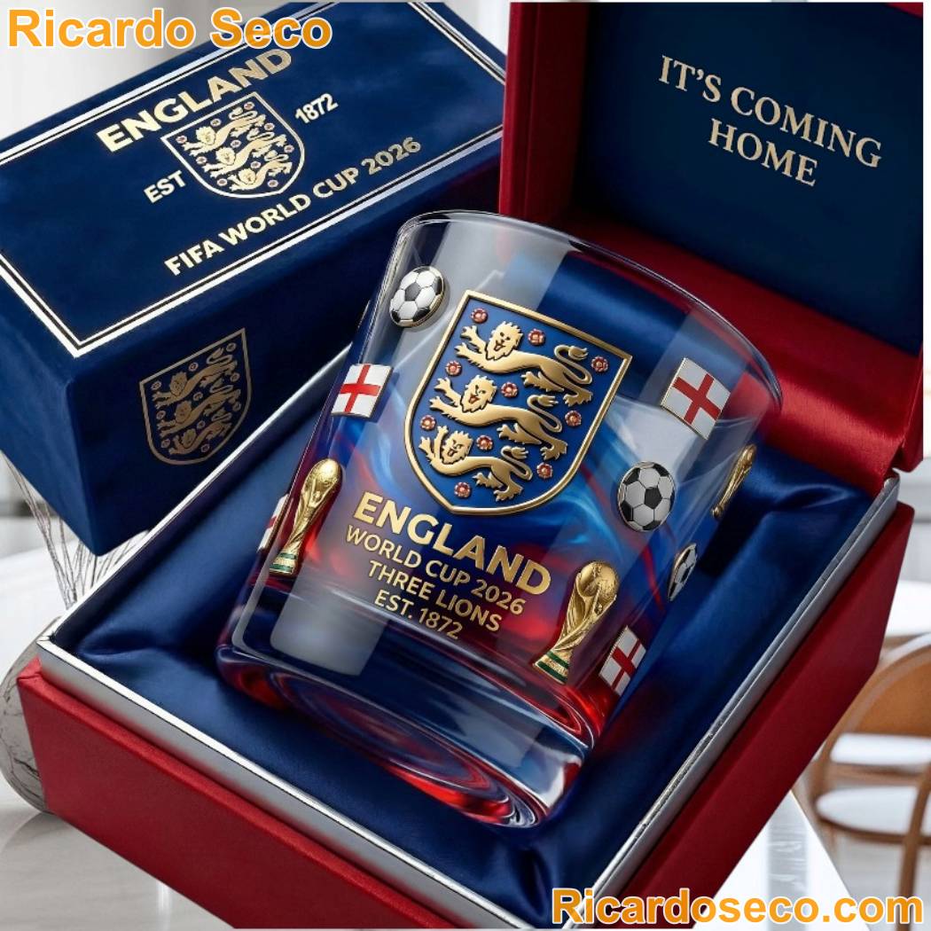England World Cup 2026 Three Lions Est 1872 Whiskey Glass 1oKnEde