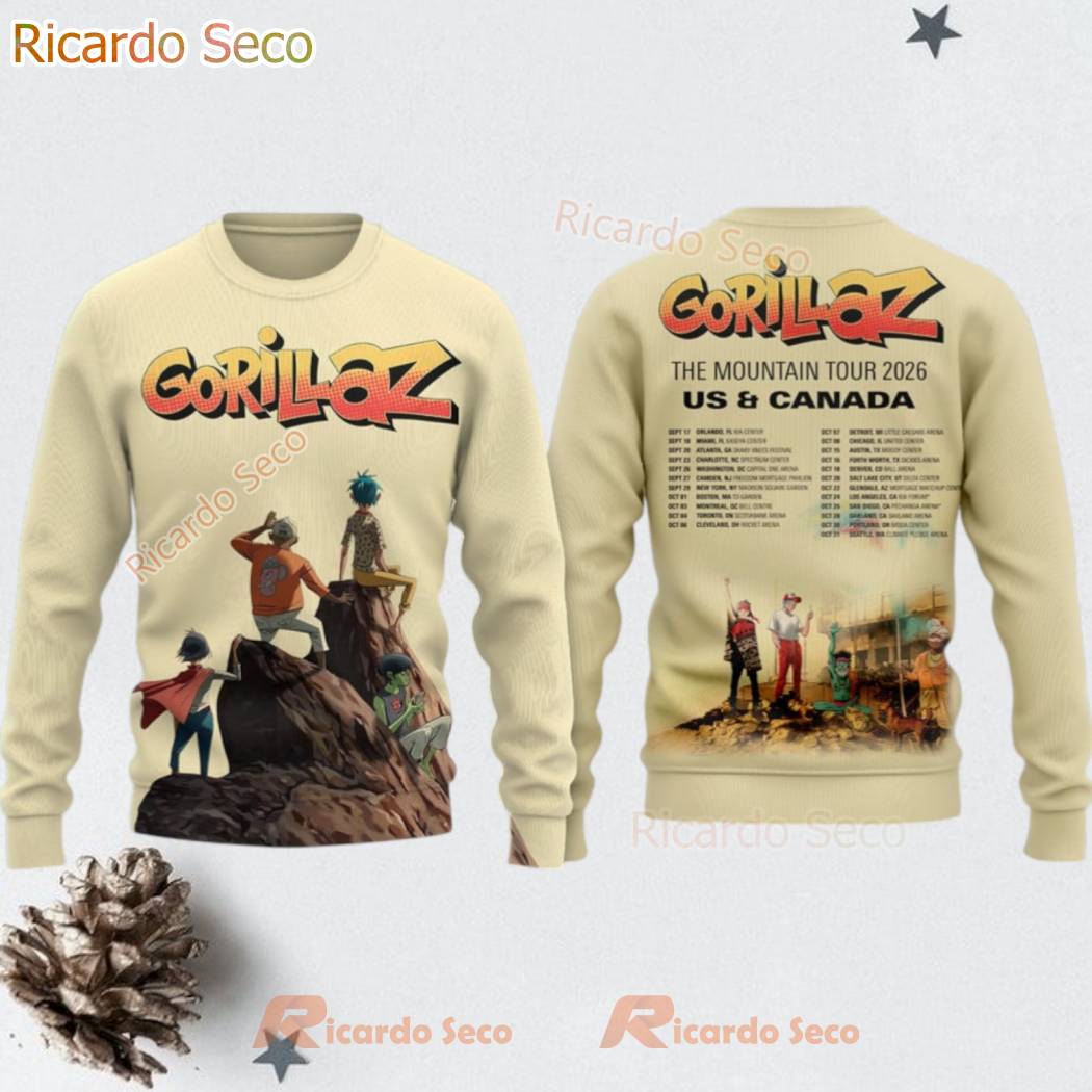 Gorillaz The Mountain Tour 2026 US & Canada 3D T-shirt-b krz6juH