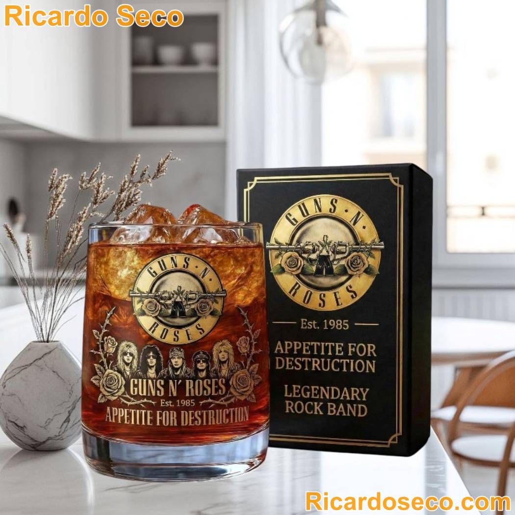 Guns N Roses Appetite For Destruction Est 1985 Whiskey Glass ko5x69A