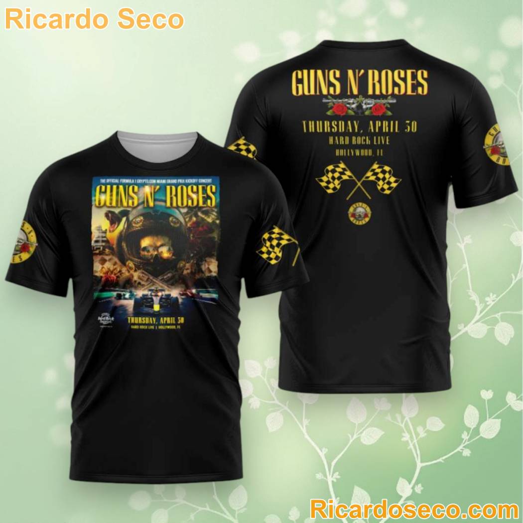 Guns N Roses F1 Miami Grand Prix 3D Unisex T-Shirt 9YBE6pk