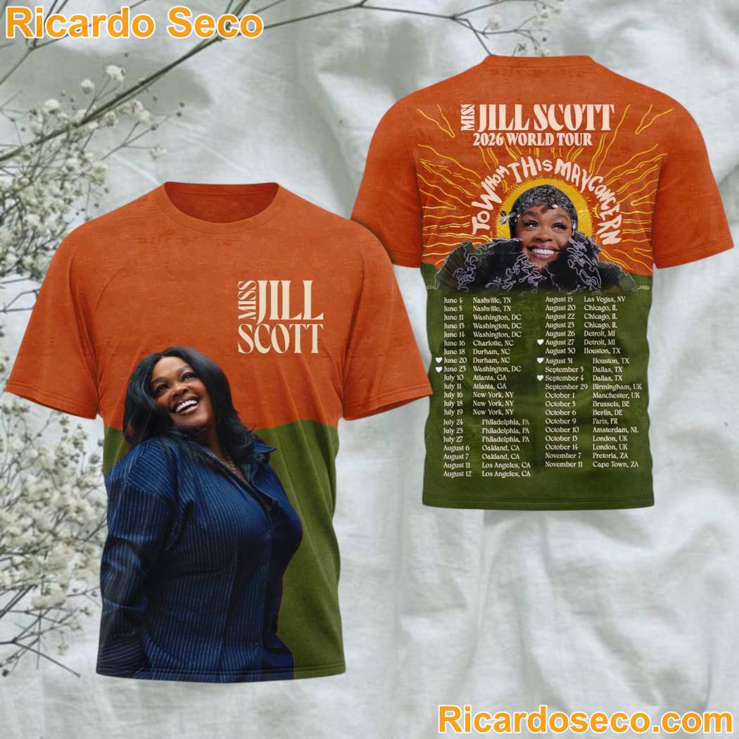 Jill Scott To Whom This May Concern World Tour 2026 3D T-shirt vi6MUjV