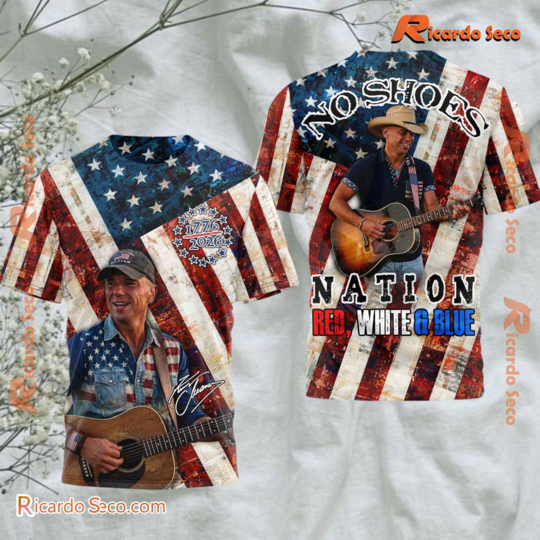 Kenny Chesney No Shoes Nation Red White & Blue 3D T-shirt Kenny Chesney No Shoes Nation Red White & Blue 3D T-shirt H73DpQR