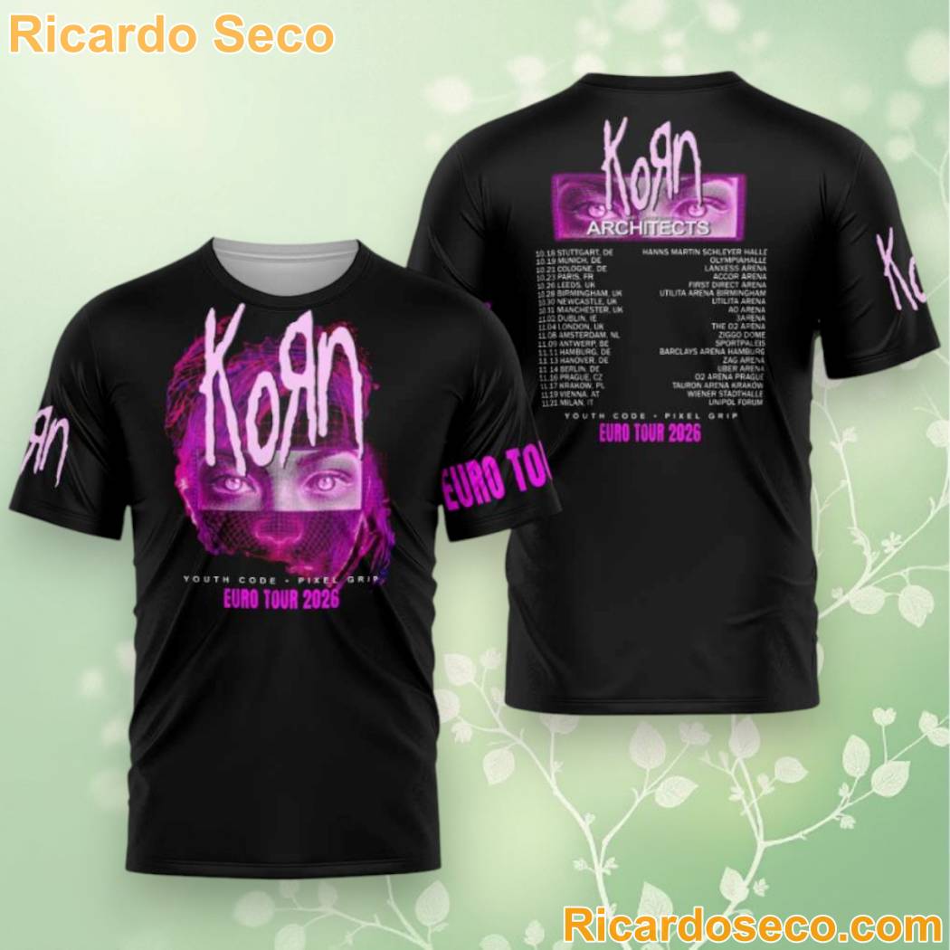 Korn Euro Tour 2026 Youth Code Pixel Grip 3D Unisex T-Shirt 2K6ENZQ