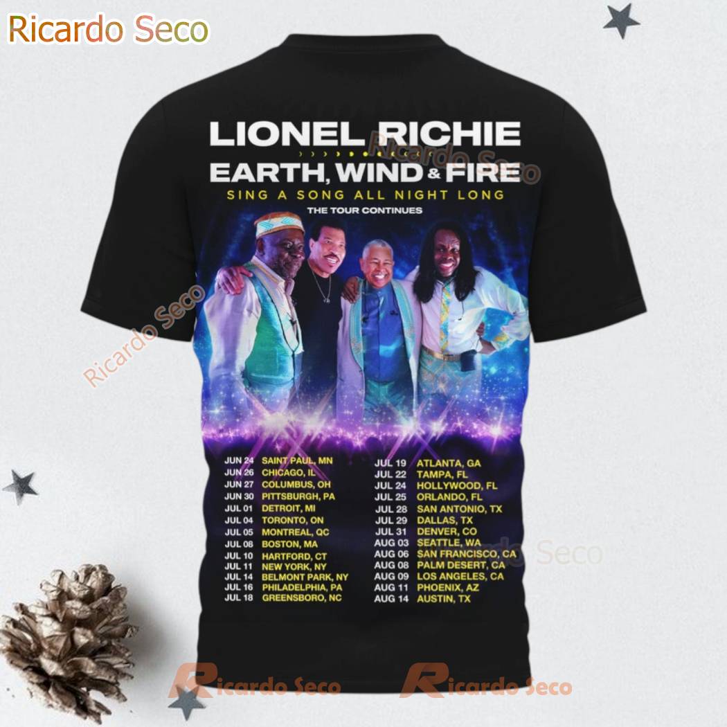 Lionel Richie Sing A Song All Night Long Earth Wind & Fire 3D T-shirt-b moZqz5M
