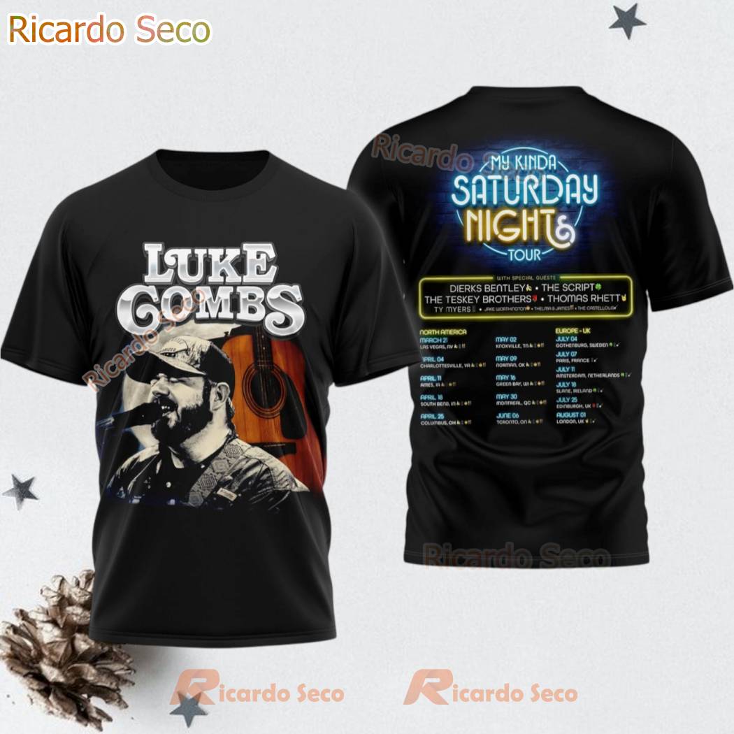 Luke Combs My Kinda Saturday Night Tour 3D T-shirt 59GPyBW