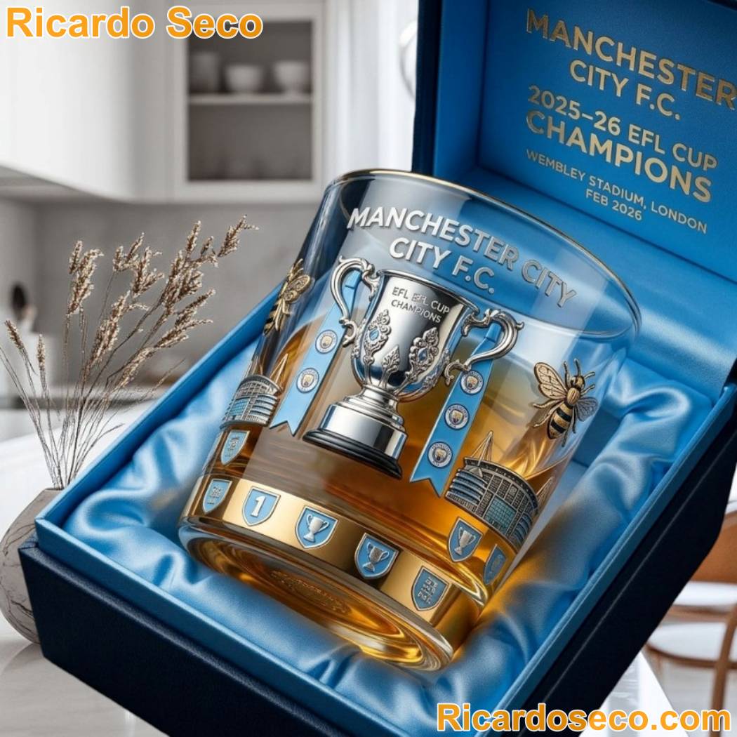 Manchester City FC 2025-2026 EFL Cup Champions London Whiskey Glass JRk4Wev
