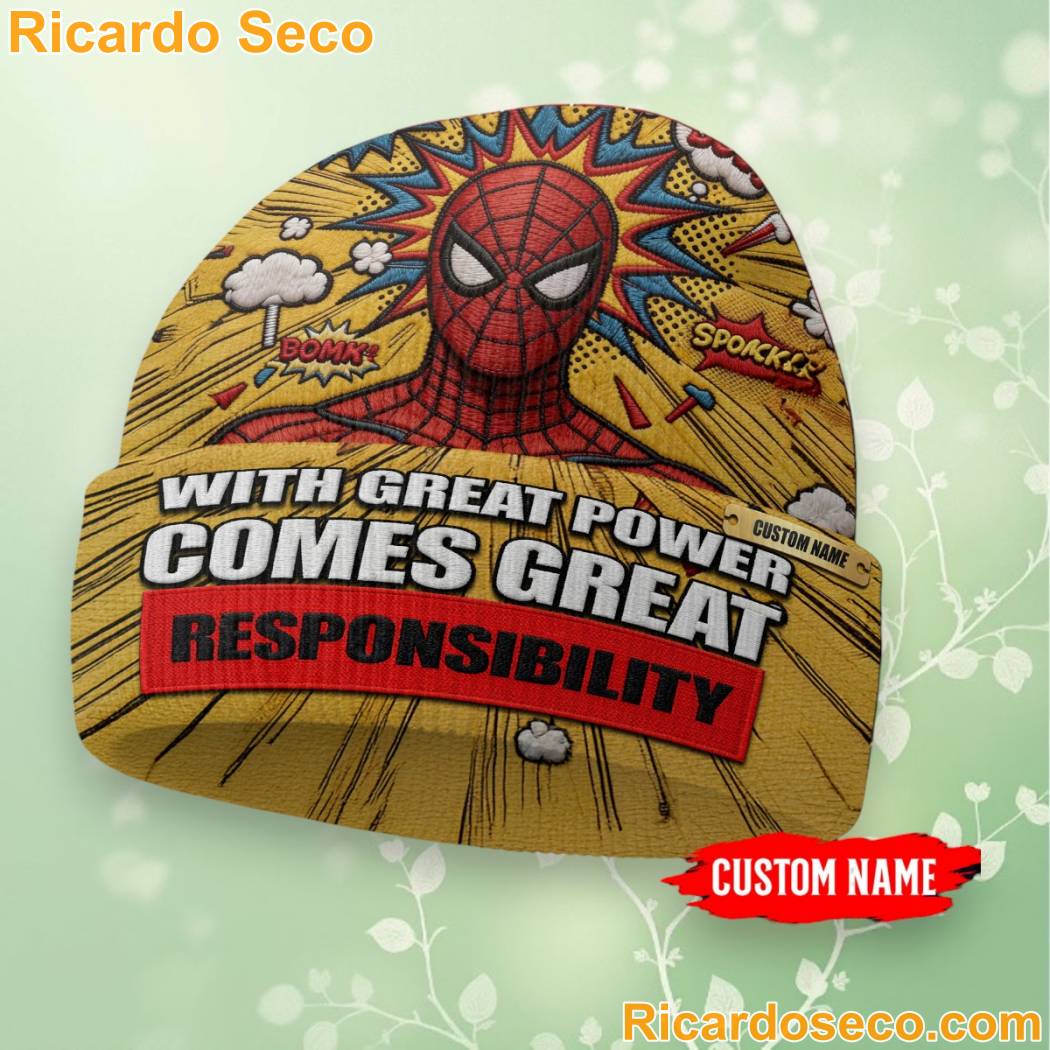 Spider Man With Great Power Comes Great Responsibility Beanie Hat-a Spider Man With Great Power Comes Great Responsibility Beanie Hat-a IHUz8Pl