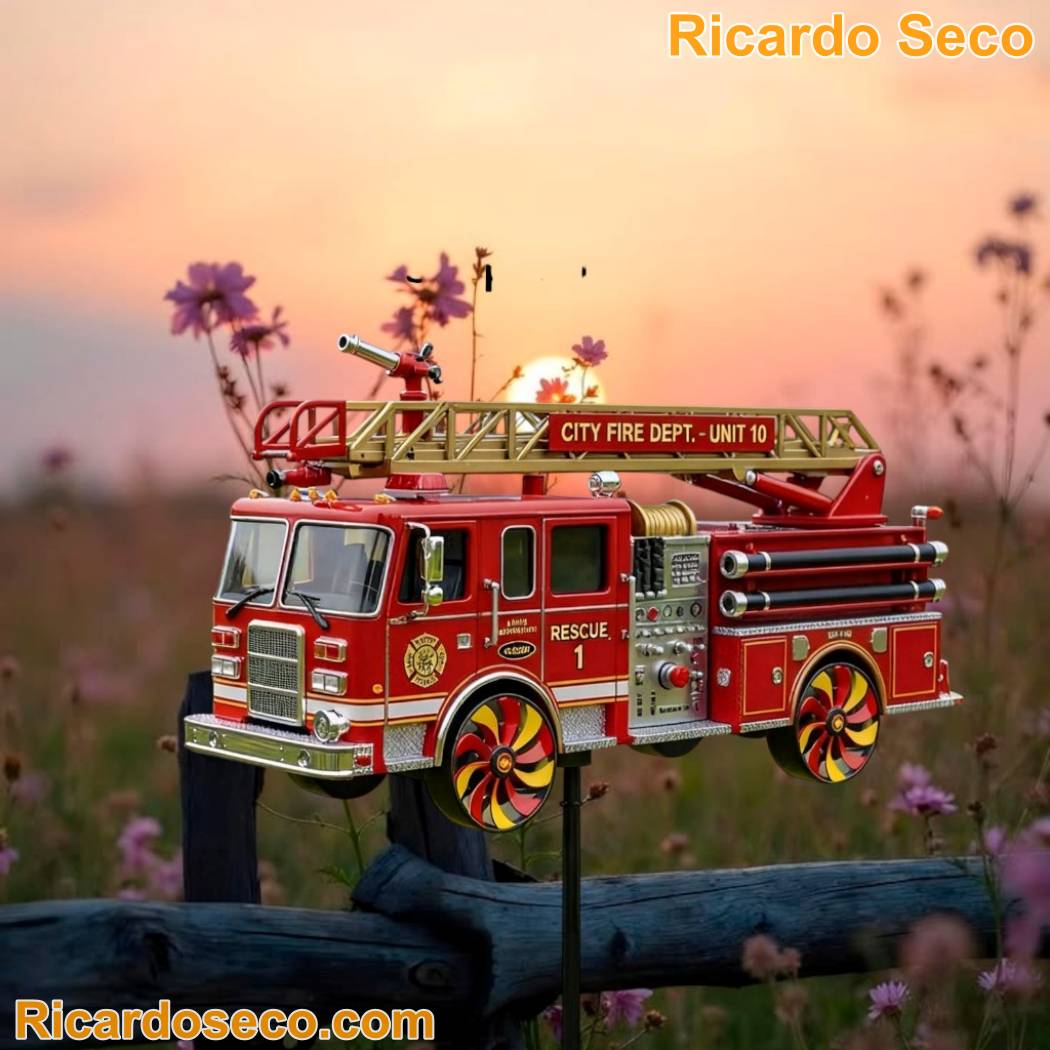 Fire Truck Garden Wind Spinner aUOb1EM