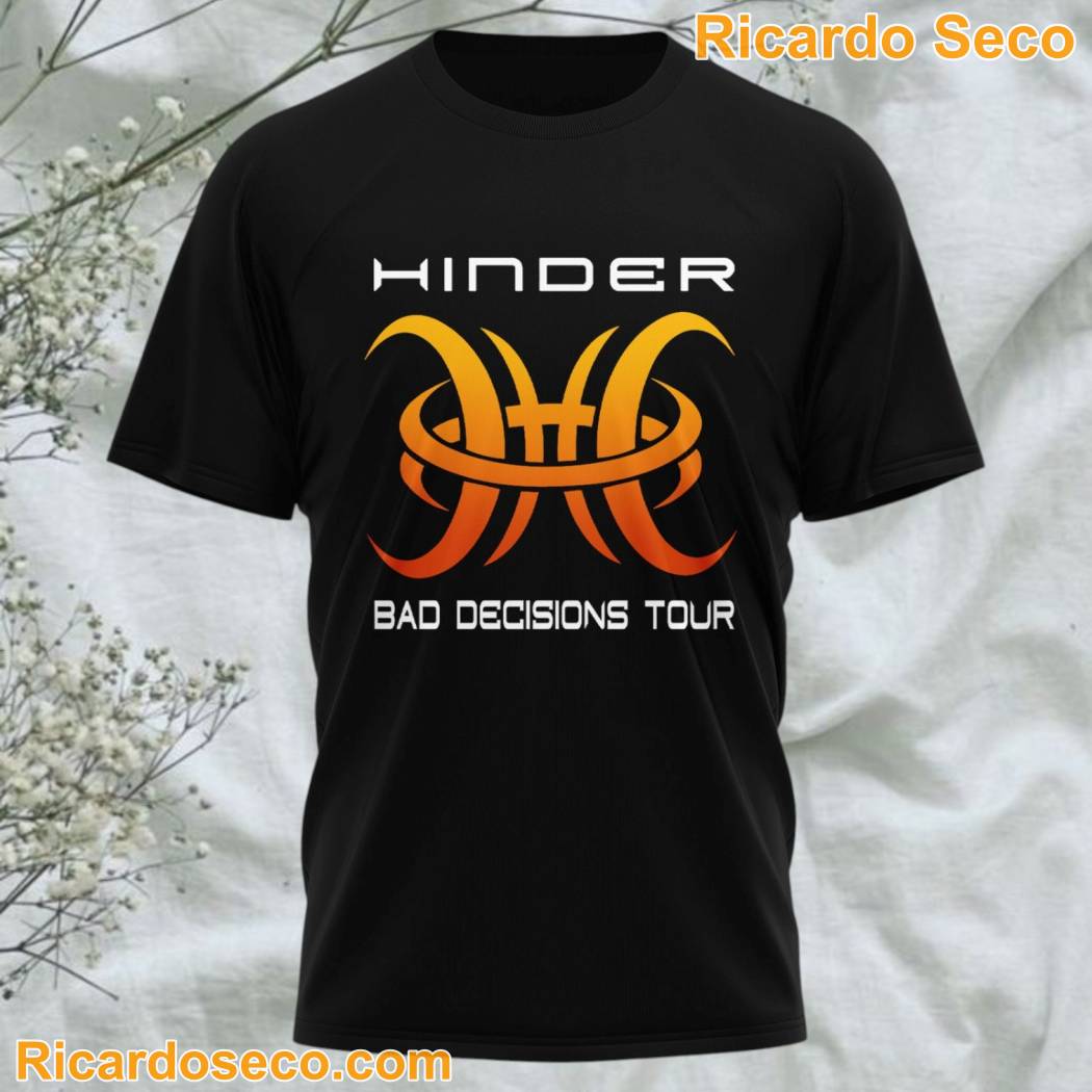 Hinder Tour Bad Decisions 2026 3D T-shirt-a YAj4rUx