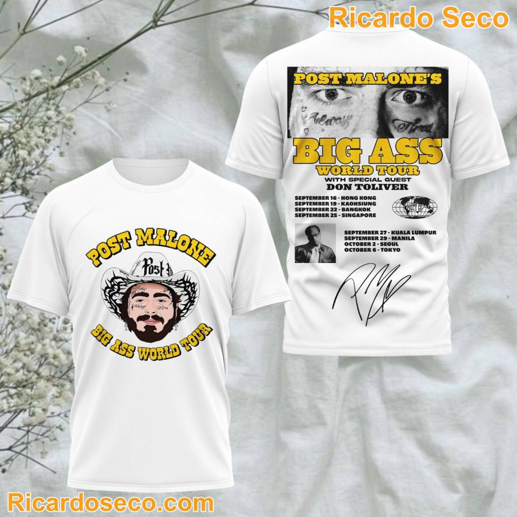 Post Malone Big Ass World Tour With Special Guest 3D T-shirt jC8g5Q2