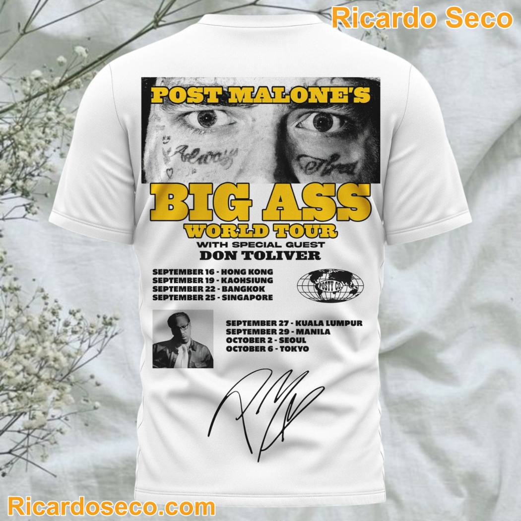 Post Malone Big Ass World Tour With Special Guest 3D T-shirt-b o2btD5N