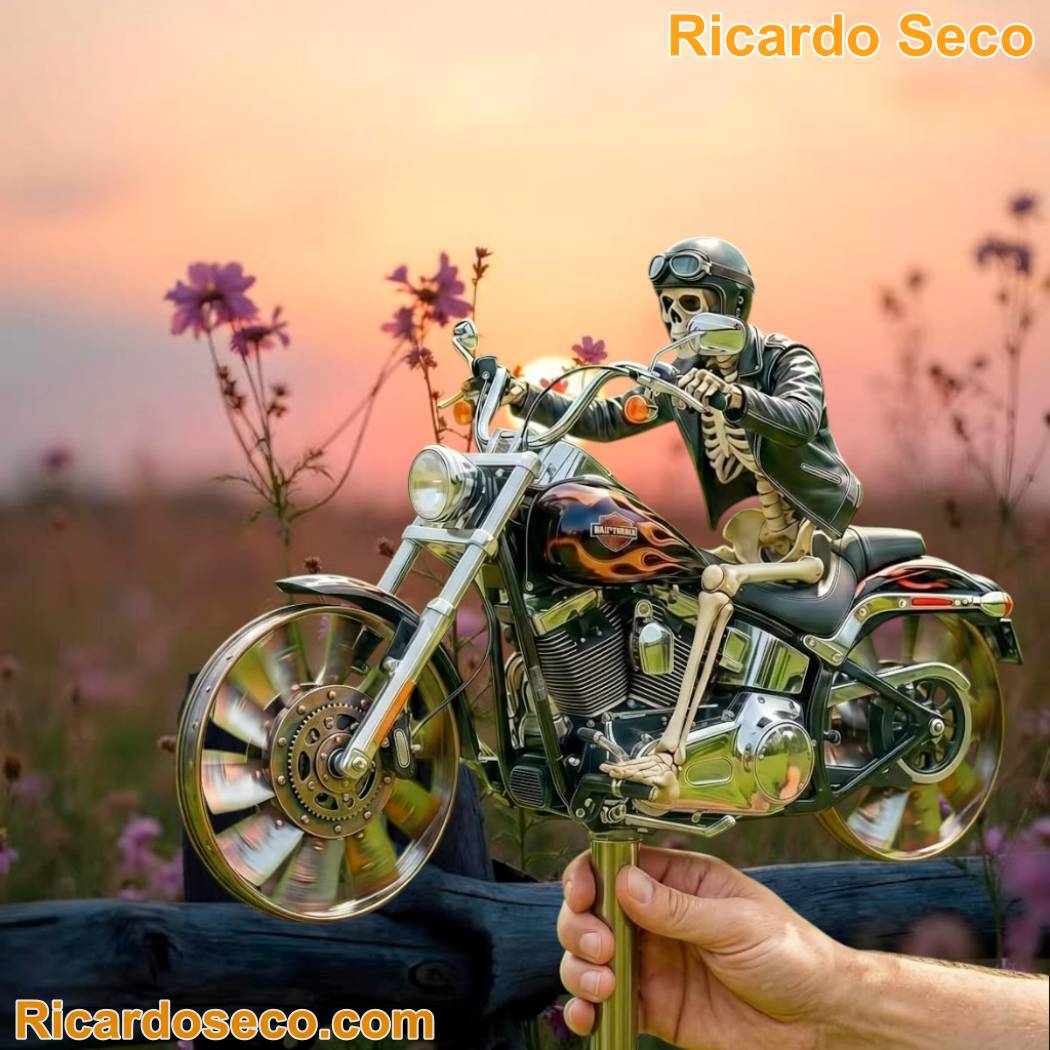 Skeleton Harley-Davidson Garden Wind Spinner eSyhMko