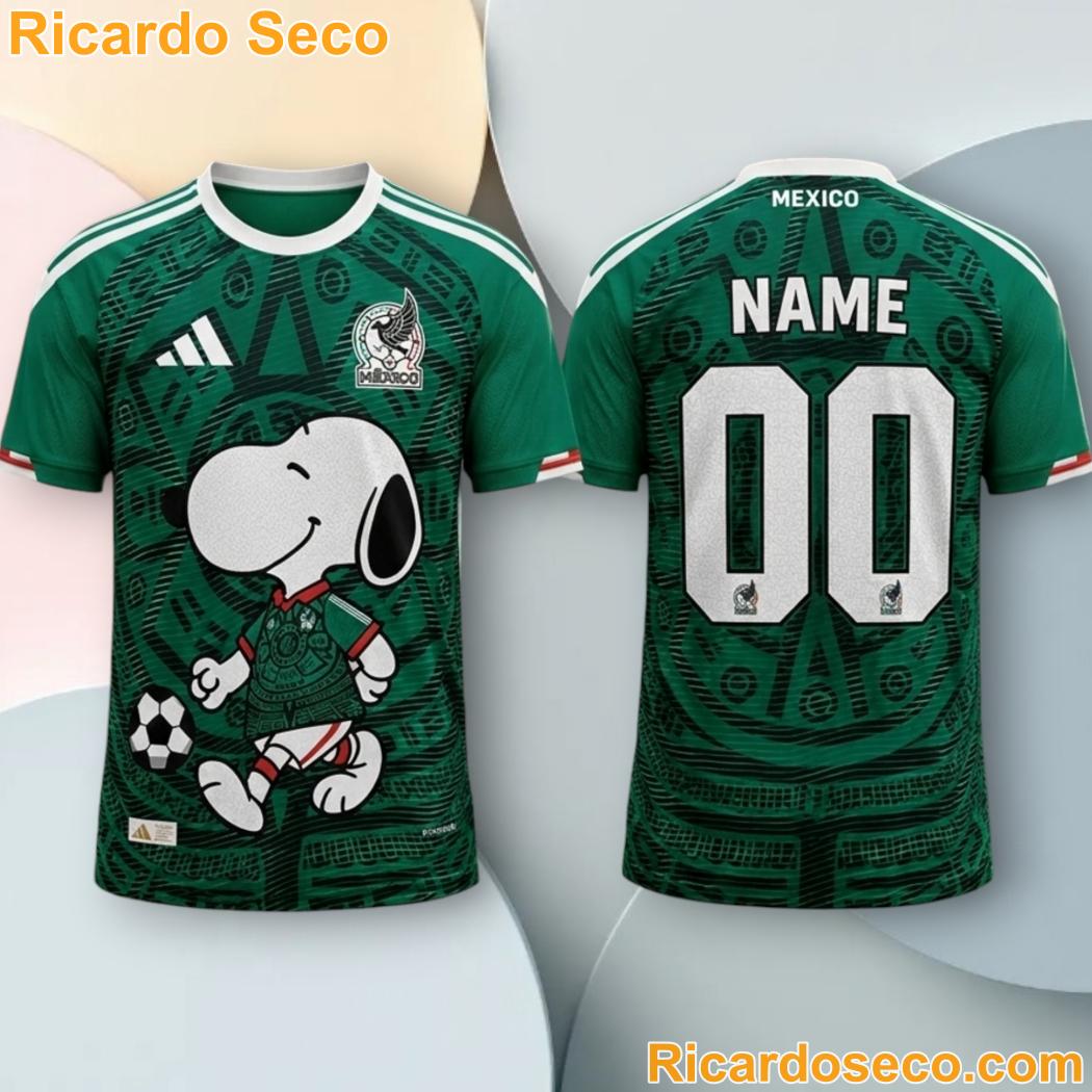 FIFA World Cup 2026 Mexico National Team Custom Snoopy Football Jersey kAQGDUr