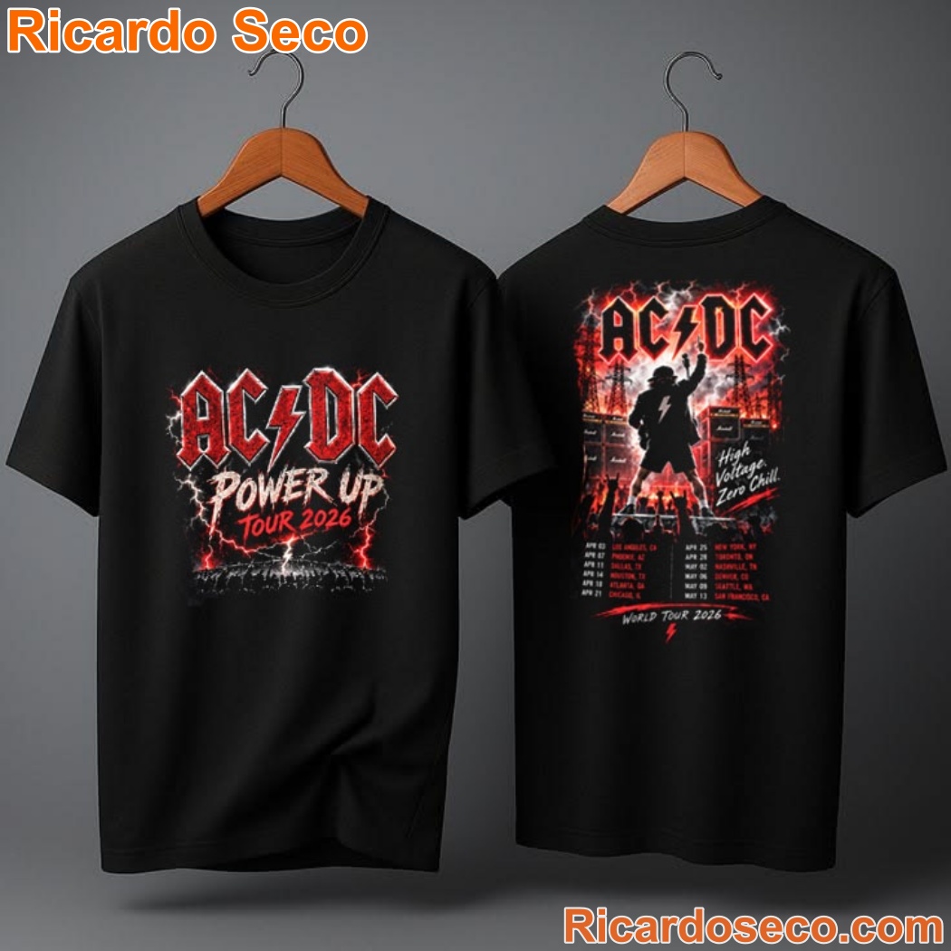 ACDC Power Up Tour 2026 High Voltage Zero Chill 3D Shirt uiRvFZx