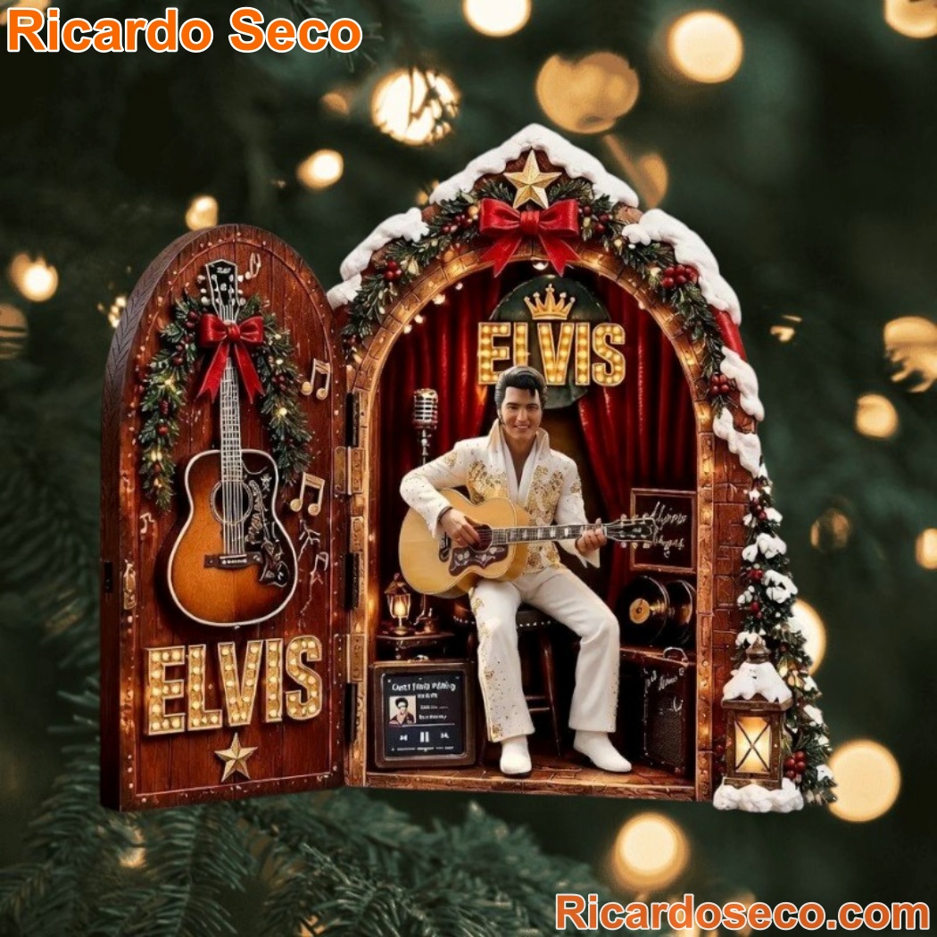 Elvis Presley King Of Rock And Roll Christmas Ornament vX2UWCf