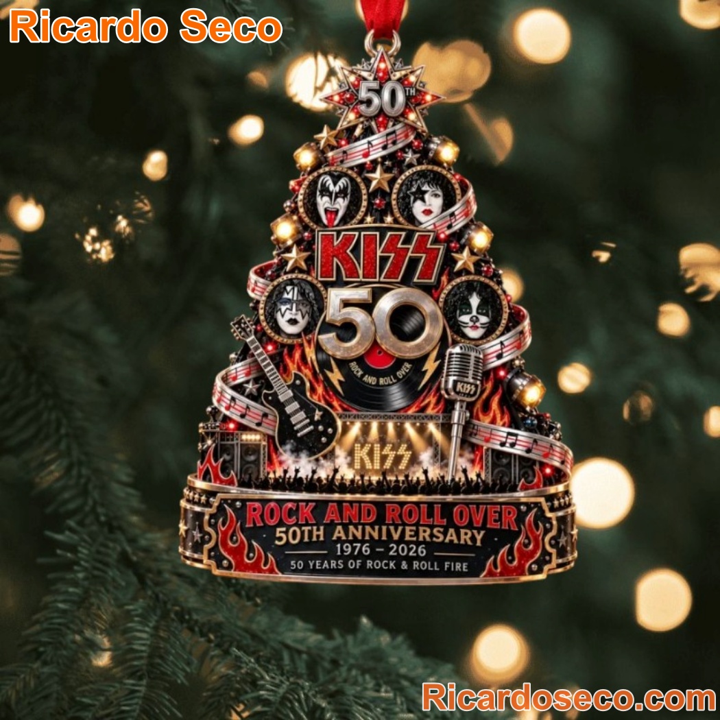 KISS 1976-2026 Rock And Roll Over 50th Anniversary Christmas Tree Ornament CnmTAdO