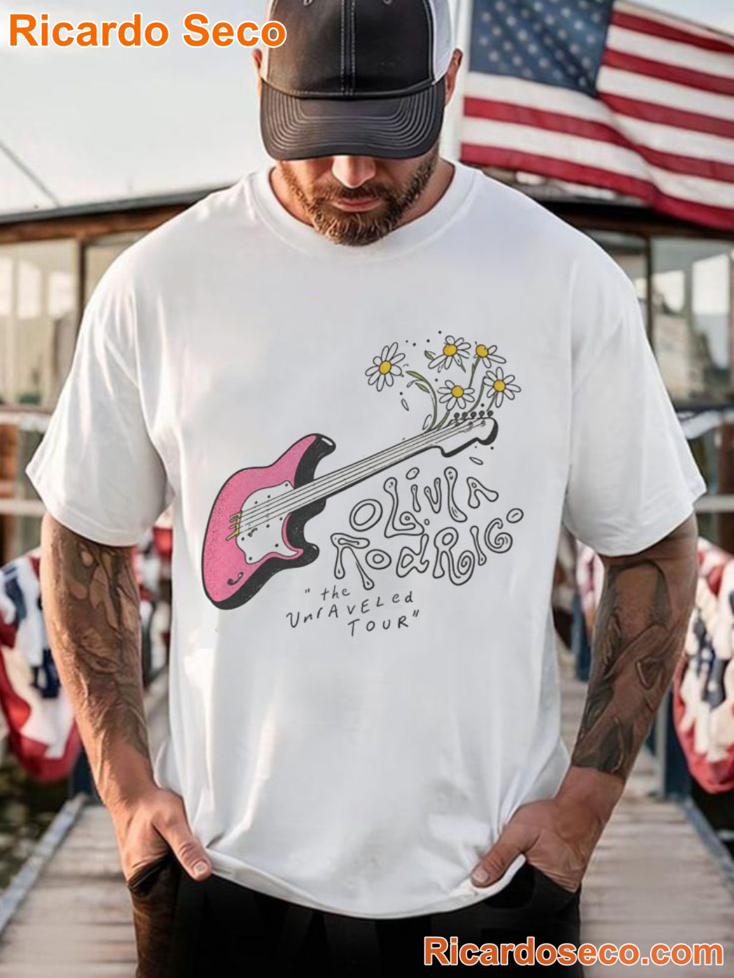 Olivia Rodrigo The Unraveled Tour Guitar Shirt-b 6E3e5ZS