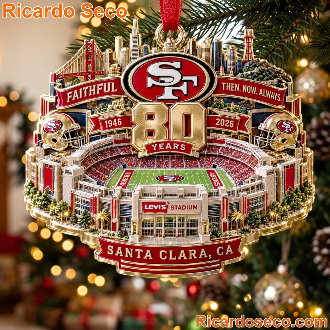 San Francisco 49ers 1946-2026 80th Anniversary Levis Stadium Christmas Ornament San Francisco 49ers 1946-2026 80th Anniversary Levis Stadium Christmas Ornament cn5Ba9b