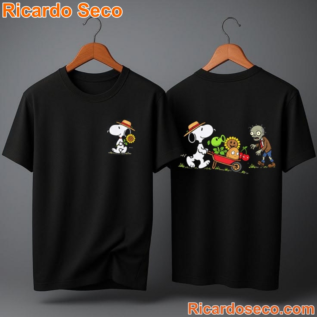 Snoopy Plants And Zombies Garden Cute T-shirt-a oqrpAkS