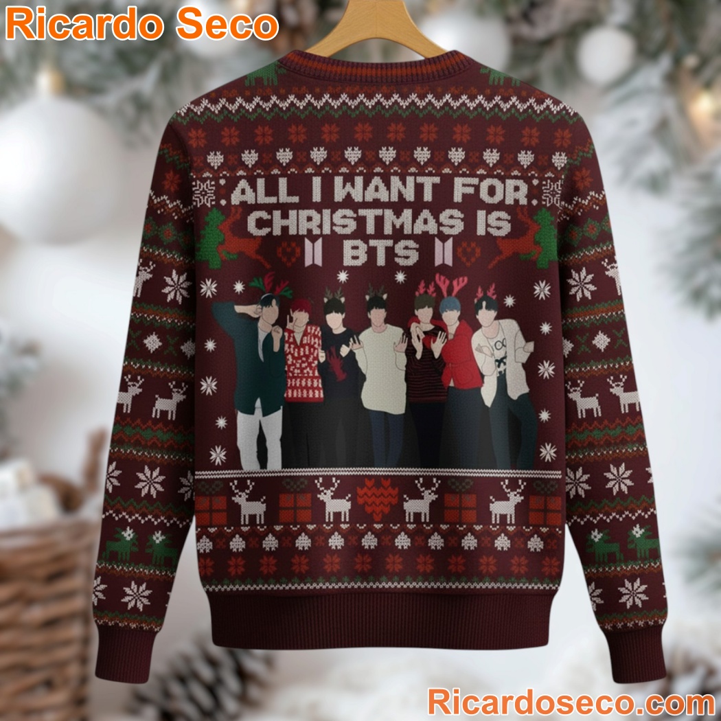 All I Want For Christmas Is BTS Ugly Sweater-b 045BYuU