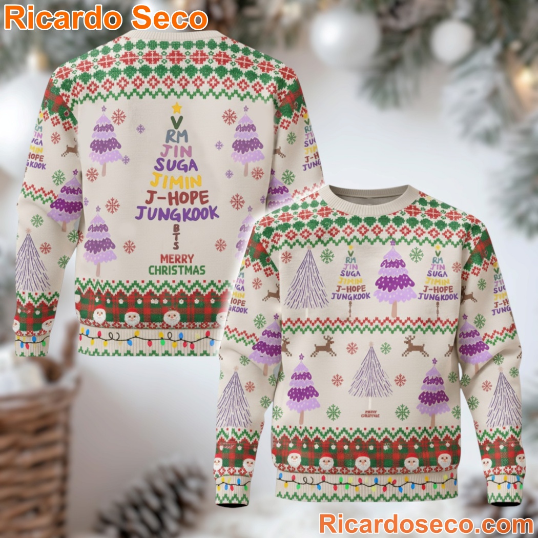 BTS Christmas Tree Merry Christmas Ugly Sweater BTS Christmas Tree Merry Christmas Ugly Sweater aB4Oc5j