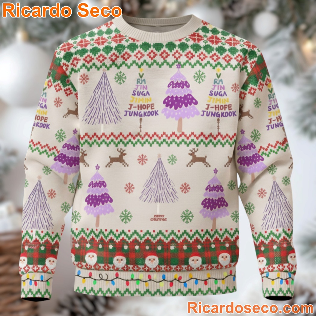 BTS Christmas Tree Merry Christmas Ugly Sweater-a BTS Christmas Tree Merry Christmas Ugly Sweater-a gP6Efa4