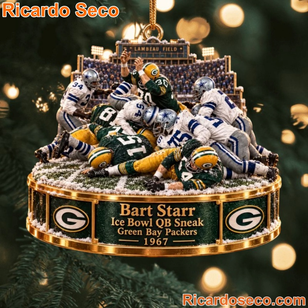 Green Bay Packers Bart Starr Ice Bowl QB Sneak Christmas Ornament 1HagLJX