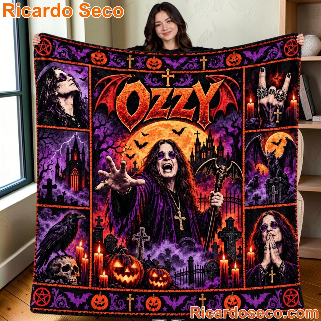 Ozzy Osbourne Halloween-Style Rock Blanket JxkHfjP