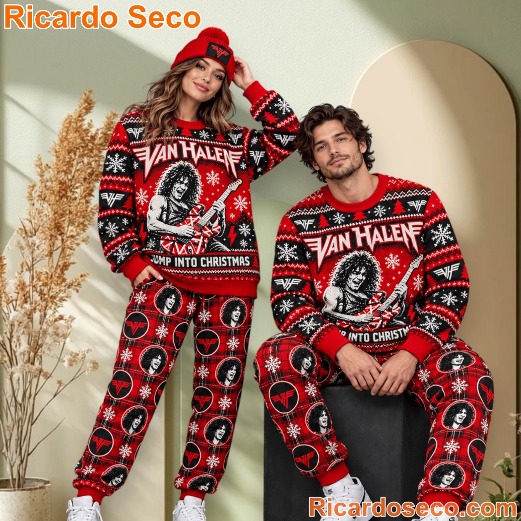 Van Halen Jump Into Christmas Sweater and Jogger Pants Set-a Sv40cJg