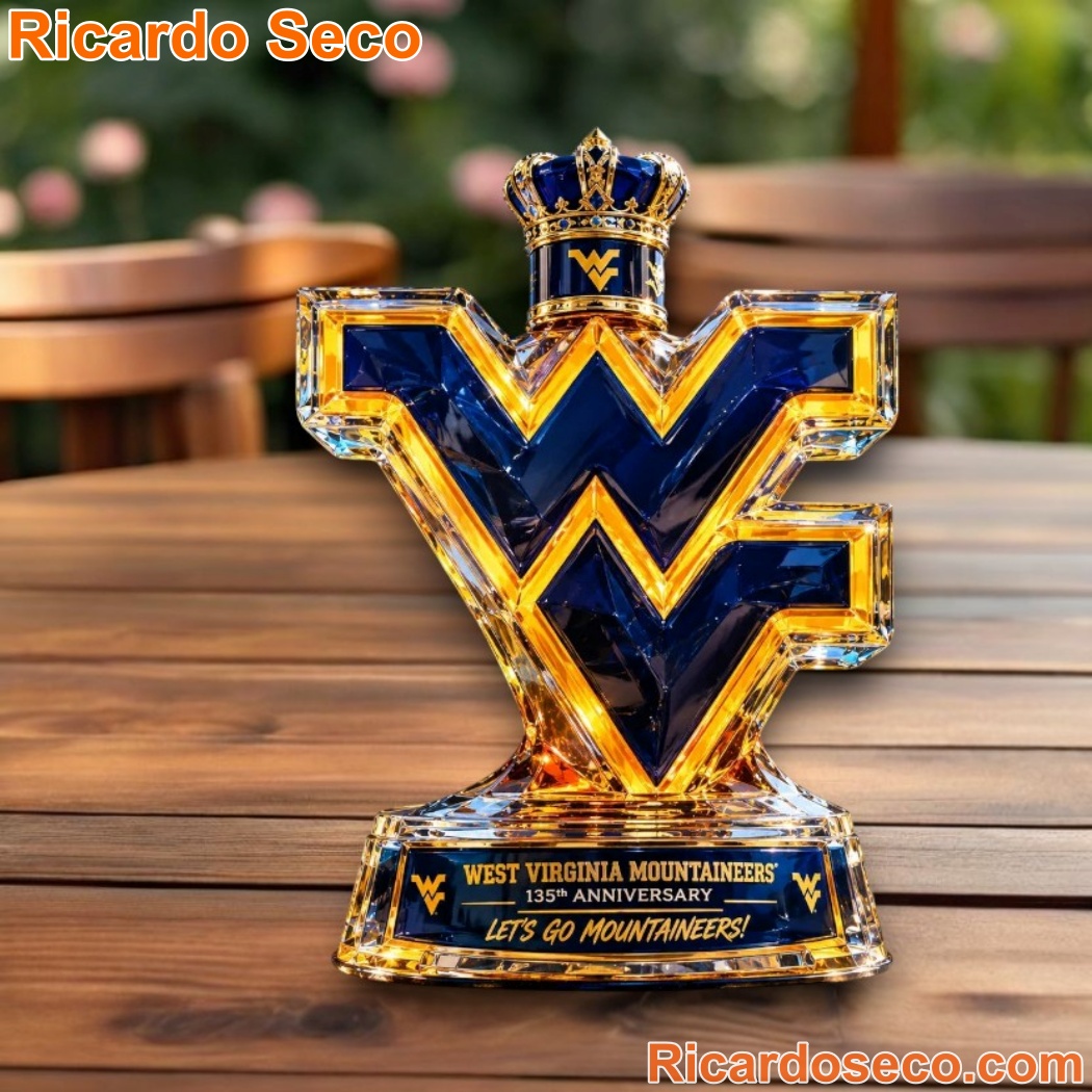 West Virginia Mountaineers 135th Anniversary Logo Whiskey Decanter Nm3tEcv